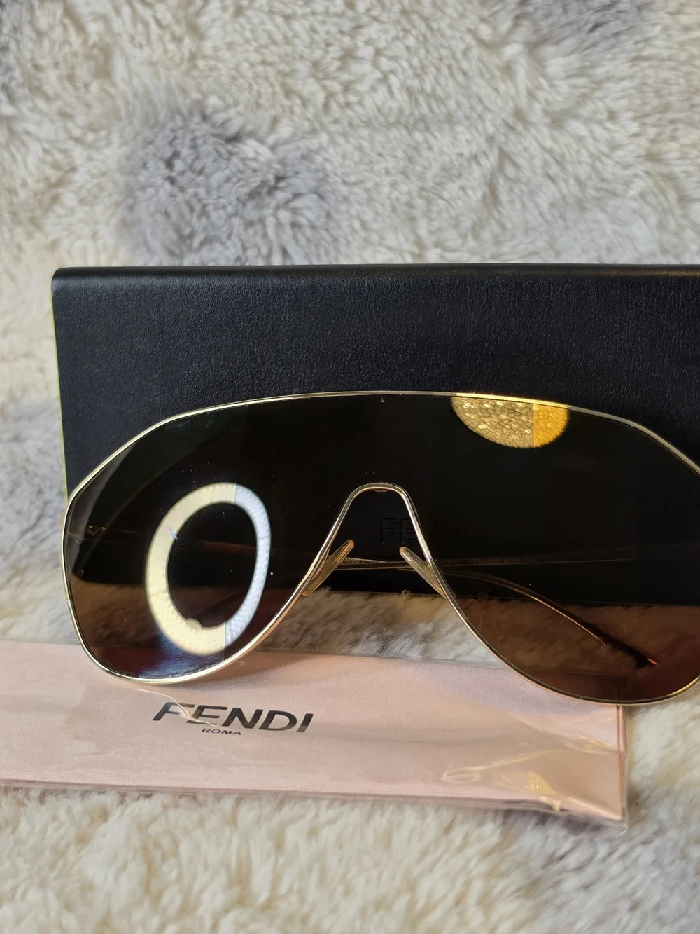 Fendi Women’s Gradient Brown Shield Sunglasses